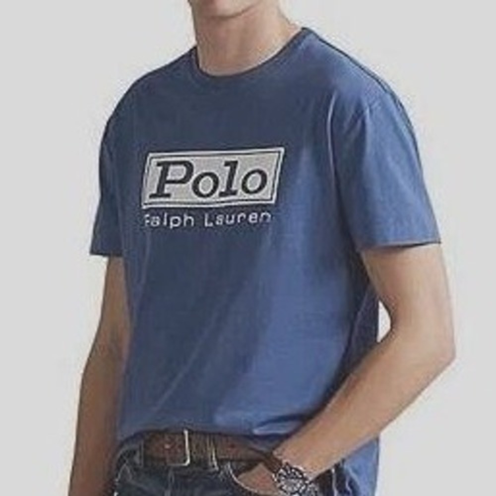 Polo Ralph Lauren Mens‎ XXL Graphic T-Shirt Blue Box Logo T-Shirt~NWT